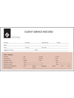 Tinting Record Card