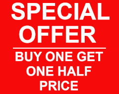 Buy one get one half price!
